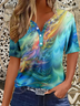 Women Abstract Short Sleeve Tee T-shirt Crew Neck Printing Casual Summer Graphic Tee Top