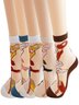 Hot Sale Women's Medium Tube Crystal Stockings Spring And Summer Thin Flower Print Glass Silk Women's Socks Non-slip Socks For Women