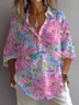 Women Floral Long Sleeve Shirt Spring/Fall Printing Shirt Collar Daily Casual Top