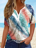 Women Abstract Short Sleeve Tee T-shirt Crew Neck Printing Casual Summer Graphic Tee Top