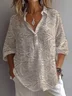 Women Floral Long Sleeve Shirt Spring/Fall Printing Shirt Collar Daily Casual Top