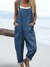 Women Floral Square Neck Sleeveless Casual Spring/Fall Bib Pants