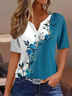 Women Floral Short Sleeve Tee T-shirt Crew Neck Printing Casual Summer Graphic Tee Top