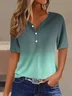 Women Ombre Short Sleeve Tee T-shirt Crew Neck Printing Casual Summer Graphic Tee Top