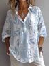 Women Floral Long Sleeve Shirt Spring/Fall Printing Shirt Collar Daily Casual Top
