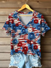 Women Floral Short Sleeve Tee T-shirt V Neck Printing Casual Summer Graphic Tee Top