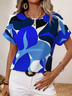 Women Abstract Short Sleeve Tee T-shirt Crew Neck Printing Casual Summer Graphic Tee Top
