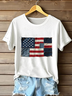 Women Independence Day (Flag) Short Sleeve Tee T-shirt Crew Neck Printing Casual Summer Graphic Tee Top