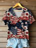Women Floral Short Sleeve Tee T-shirt V Neck Printing Casual Summer Graphic Tee Top