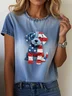 Women Dog Short Sleeve Tee T-shirt Crew Neck Printing Casual Summer Graphic Tee Top