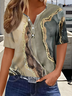 Women Abstract Short Sleeve Tee T-shirt Crew Neck Printing Casual Summer Graphic Tee Top