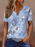 Women Floral Short Sleeve Tee T-shirt Crew Neck Printing Casual Summer Graphic Tee Top