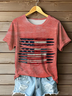 Women Independence Day (Flag) Short Sleeve Tee T-shirt Crew Neck Printing Casual Summer Graphic Tee Top