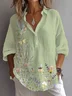 Women Floral Long Sleeve Shirt Spring/Fall Printing Shirt Collar Daily Casual Top
