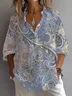 Women Floral Long Sleeve Shirt Spring/Fall Printing Shirt Collar Daily Casual Top