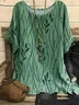 Women Plants Three Quarter Sleeve Tee T-shirt Crew Neck Vintage Spring/Fall Top