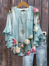 Women Floral Half Sleeve Shirt Summer Printing V Neck Daily Casual Top
