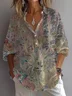 Women Abstract Long Sleeve Shirt Spring/Fall Printing Shirt Collar Daily Casual Top