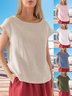 Women Plain Short Sleeve Tee T-shirt Crew Neck Casual Summer Top