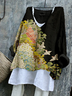 Women Floral Long Sleeve Blouse Spring/Fall Printing V Neck Daily Casual Top