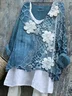 Women Floral Long Sleeve Blouse Spring/Fall Printing V Neck Daily Casual Top