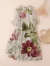 Women Floral Three Quarter Sleeve Spring/Fall Printing Dress Crew Neck Daily Casual Maxi Classic H-Line Dress