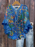 Women Floral Half Sleeve Shirt Summer Printing V Neck Daily Casual Top