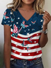 Women Butterfly Short Sleeve Tee T-shirt V Neck Printing Casual Summer Graphic Tee Top