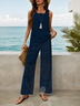 Women Abstract Printing Two-Piece Set Daily Sleeveless Casual Summer Top With Pants Matching Set