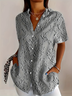 Women Floral Short Sleeve Shirt Summer Printing Shirt Collar Daily Casual Top