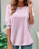 Women Striped Long Sleeve Tee T-shirt Crew Neck Casual Spring/Fall Top