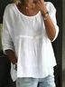 Women Plain Half Sleeve Shirt Summer Printing Crew Neck Daily Casual Top