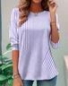 Women Striped Long Sleeve Tee T-shirt Crew Neck Casual Spring/Fall Top