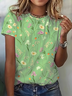 Women Floral Short Sleeve Tee T-shirt Crew Neck Printing Casual Summer Graphic Tee Top