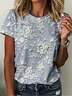Women Floral Short Sleeve Tee T-shirt Crew Neck Printing Casual Summer Graphic Tee Top