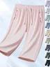 Women Plain Capris Straight Pants Casual Summer Shorts