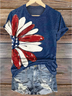 Women Daisy Short Sleeve Tee T-shirt Crew Neck Vintage Summer Top