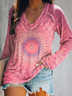 Women Abstract Long Sleeve Blouse Spring/Fall Printing V Neck Daily Casual Top