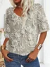Women Floral Short Sleeve Tee T-shirt V Neck Printing Casual Summer Graphic Tee Top