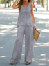 Women Striped Printing Two-Piece Set Daily Sleeveless Casual Summer Multi-Piece Set Matching Set
