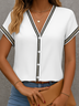 Women Abstract Short Sleeve Shirt Summer Printing V Neck Daily Casual Top