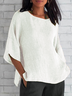 Women Plain Half Sleeve Tee T-shirt Crew Neck Casual Summer Top