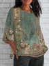 Women Floral Half Sleeve Tee T-shirt Crew Neck Casual Summer Top