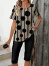 Women Polka Dots Printing Two-Piece Set Daily Short Sleeve Casual Summer Top With Pants Matching Set