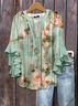 Women Floral Half Sleeve Shirt Summer Printing V Neck Daily Casual Top