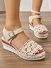 All Season Fabric Plain Simple Peep Toe Wedge Sandals