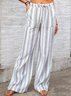 Women Striped Long Drawstring Pants Casual Spring/Fall Trousers