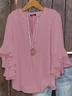Women Plain Half Sleeve Shirt Summer V Neck Daily Casual Top