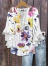 Women Floral Half Sleeve Shirt Summer Printing V Neck Daily Casual Top