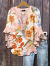 Women Floral Half Sleeve Shirt Summer Printing V Neck Daily Casual Top